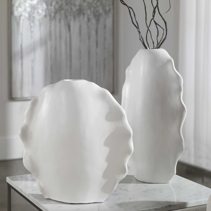 Uttermost - Ruffled Feathers Modern White Vases, S/2 - 17963