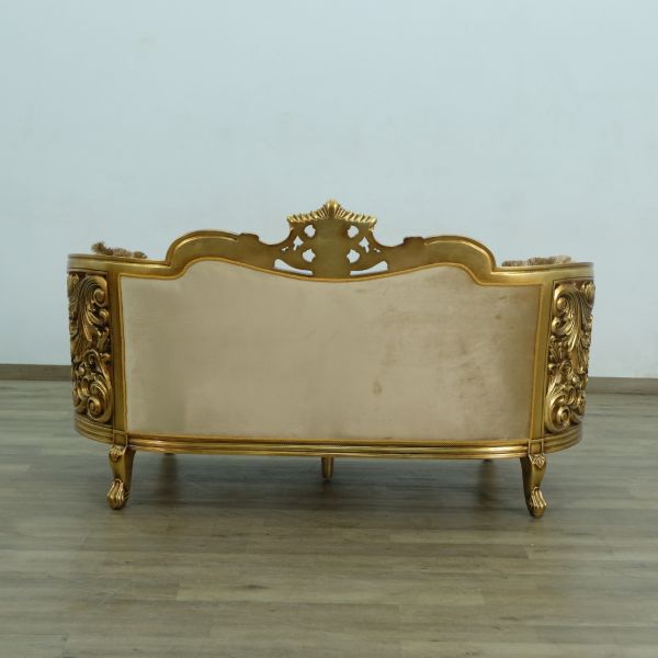 European Furniture - Bellagio Luxury Loveseat - Antique Bronze Damask Gold Fabric - 30016-L - GreatFurnitureDeal