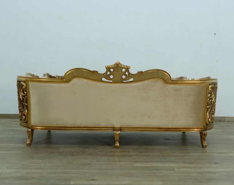 European Furniture - Bellagio Luxury Sofa - Antique Bronze Damask Gold Fabric - 30016-S - GreatFurnitureDeal