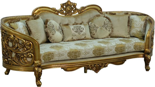 European Furniture - Bellagio Luxury Sofa - Antique Bronze Damask Gold Fabric - 30016-S - GreatFurnitureDeal