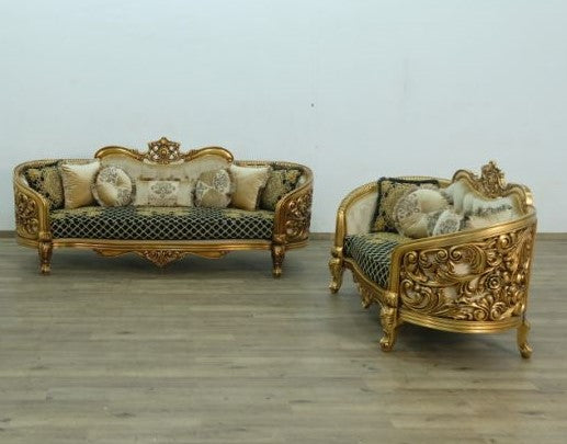 European Furniture - Bellagio 2 Piece Living Room Set in Antique Bronze Black-Gold - 30018-2SET - GreatFurnitureDeal