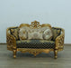 European Furniture - Bellagio Luxury Loveseat - Antique Bronze Black - Gold Fabric - 30018-L - GreatFurnitureDeal