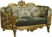 European Furniture - Bellagio Luxury Loveseat - Antique Bronze Black - Gold Fabric - 30018-L - GreatFurnitureDeal