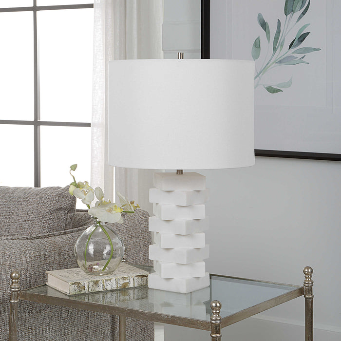 Uttermost - Ascent White Geometric Table Lamp - 30164-1 - GreatFurnitureDeal