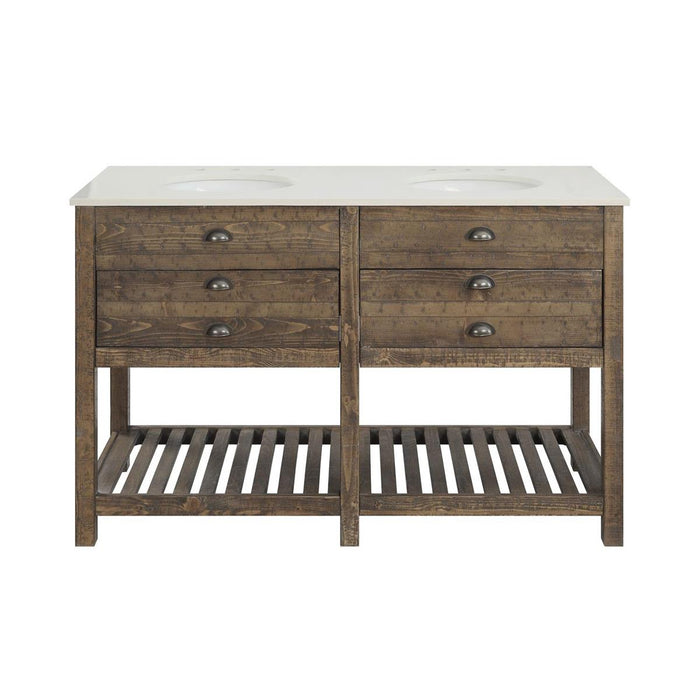 Coast To Coast - Cayhill Distressed Brown 2 Drawer Double Vanity Sink - 30449