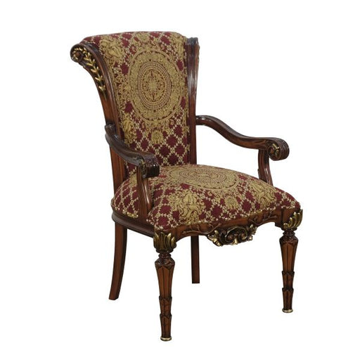 European Furniture - Veronica Dining Arm Chair in Antique Dark Gold Leaf Set of 2 - 31060-AC - GreatFurnitureDeal