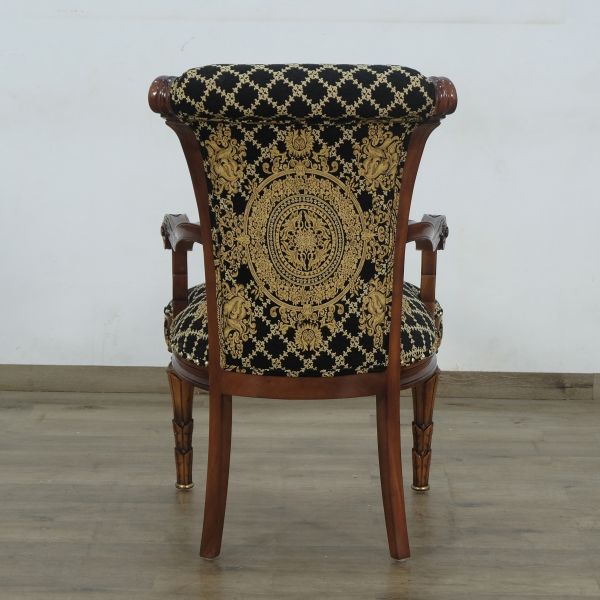 European Furniture - Veronica Dining Arm Chair in Antique Dark Gold Leaf Set of 2 - 31061-AC - GreatFurnitureDeal