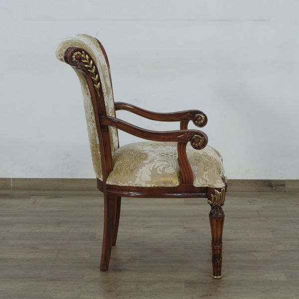 European Furniture - Veronica Dining Arm Chair in Antique Dark Gold Leaf Set of 2 - 31062-AC - GreatFurnitureDeal