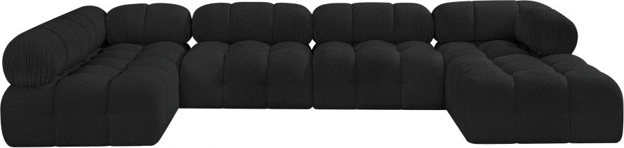 Meridian Furniture - Ames 136" Boucle Fabric Upholstered 6 Piece Modular Sectional - 611Black-Sec6A - GreatFurnitureDeal