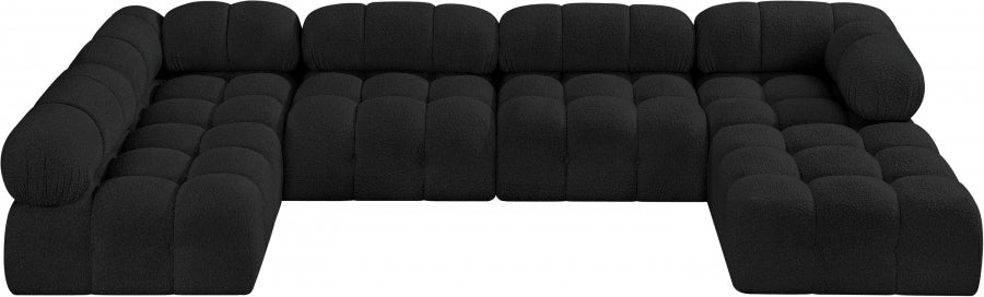 Meridian Furniture - Ames 136" Boucle Fabric Upholstered 6 Piece Modular Sectional - 611Black-Sec6A - GreatFurnitureDeal
