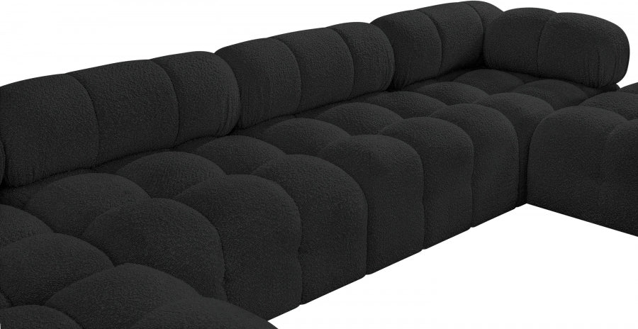 Meridian Furniture - Ames 136" Boucle Fabric Upholstered 6 Piece Modular Sectional - 611Black-Sec6A - GreatFurnitureDeal
