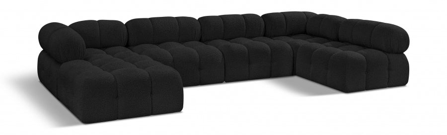 Meridian Furniture - Ames 136" Boucle Fabric Upholstered 6 Piece Modular Sectional - 611Black-Sec6A - GreatFurnitureDeal