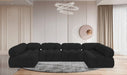 Meridian Furniture - Ames 136" Boucle Fabric Upholstered 6 Piece Modular Sectional - 611Black-Sec6B - GreatFurnitureDeal