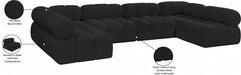Meridian Furniture - Ames 136" Boucle Fabric Upholstered 6 Piece Modular Sectional - 611Black-Sec6B - GreatFurnitureDeal