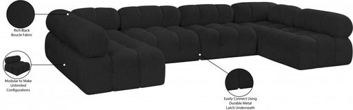 Meridian Furniture - Ames 136" Boucle Fabric Upholstered 6 Piece Modular Sectional - 611Black-Sec6B - GreatFurnitureDeal