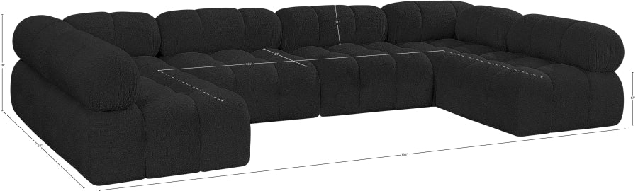 Meridian Furniture - Ames 136" Boucle Fabric Upholstered 6 Piece Modular Sectional - 611Black-Sec6B - GreatFurnitureDeal
