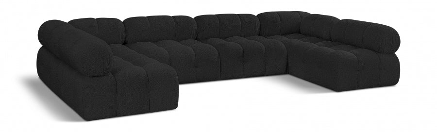 Meridian Furniture - Ames 136" Boucle Fabric Upholstered 6 Piece Modular Sectional - 611Black-Sec6B - GreatFurnitureDeal