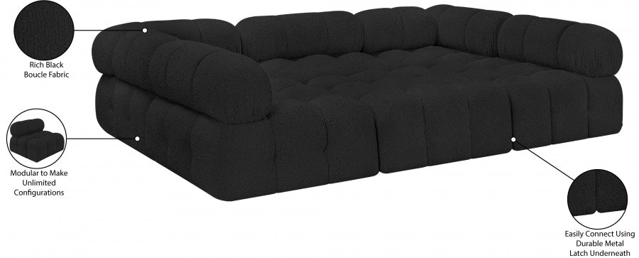 Meridian Furniture - Ames 102" Boucle Fabric Upholstered 6 Piece Modular Sectional - 611Black-Sec6C - GreatFurnitureDeal