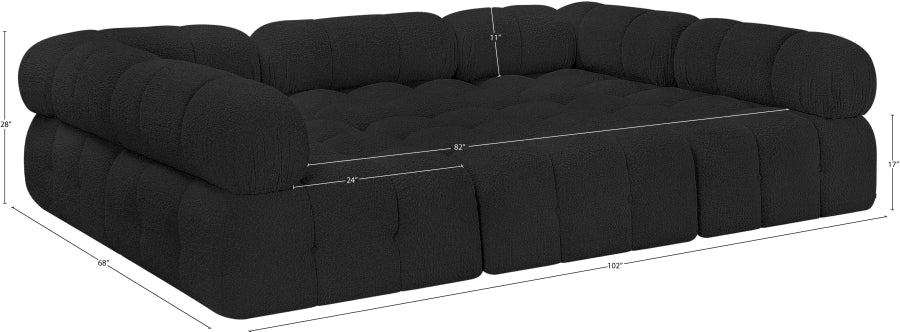 Meridian Furniture - Ames 102" Boucle Fabric Upholstered 6 Piece Modular Sectional - 611Black-Sec6C - GreatFurnitureDeal