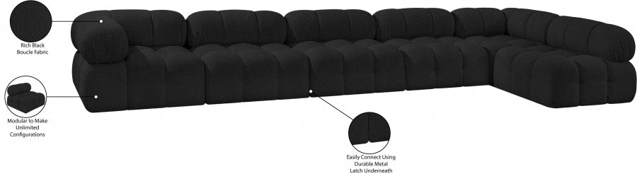 Meridian Furniture - Ames 170" Boucle Fabric Upholstered 6 Piece Modular Sectional - 611Black-Sec6E - GreatFurnitureDeal
