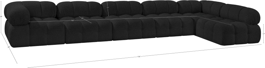 Meridian Furniture - Ames 170" Boucle Fabric Upholstered 6 Piece Modular Sectional - 611Black-Sec6E - GreatFurnitureDeal