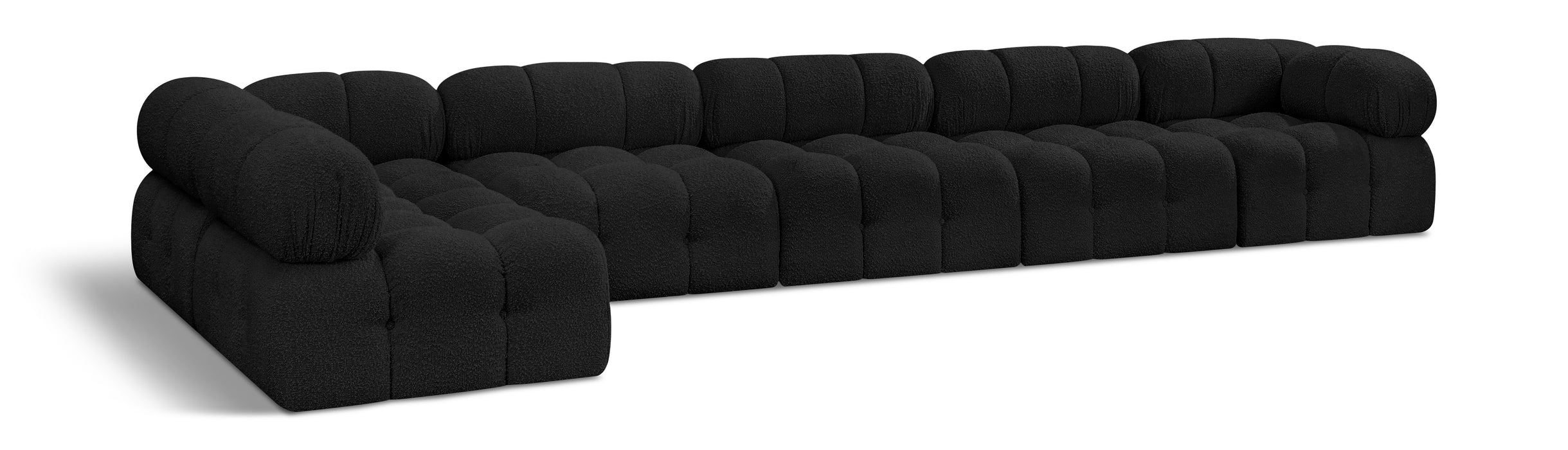 Meridian Furniture - Ames 170" Boucle Fabric Upholstered 6 Piece Modular Sectional - 611Black-Sec6E - GreatFurnitureDeal