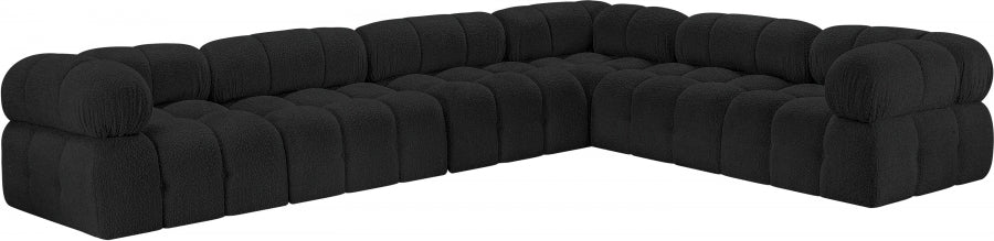 Meridian Furniture - Ames 136" Boucle Fabric Upholstered 6 Piece Modular Sectional - 611Black-Sec6F - GreatFurnitureDeal