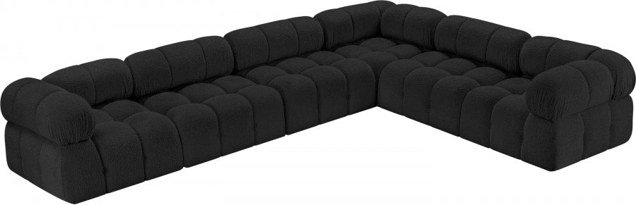 Meridian Furniture - Ames 136" Boucle Fabric Upholstered 6 Piece Modular Sectional - 611Black-Sec6F - GreatFurnitureDeal