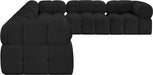 Meridian Furniture - Ames 136" Boucle Fabric Upholstered 6 Piece Modular Sectional - 611Black-Sec6F - GreatFurnitureDeal