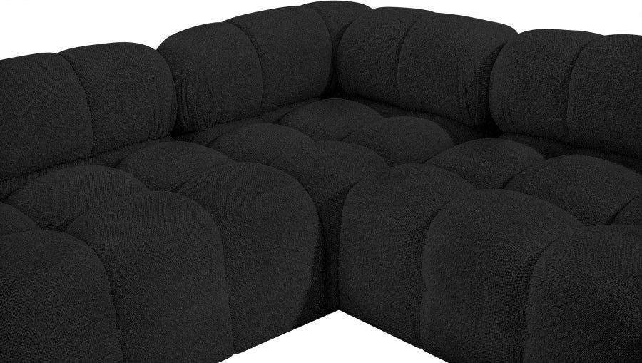 Meridian Furniture - Ames 136" Boucle Fabric Upholstered 6 Piece Modular Sectional - 611Black-Sec6F - GreatFurnitureDeal