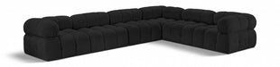 Meridian Furniture - Ames 136" Boucle Fabric Upholstered 6 Piece Modular Sectional - 611Black-Sec6F - GreatFurnitureDeal