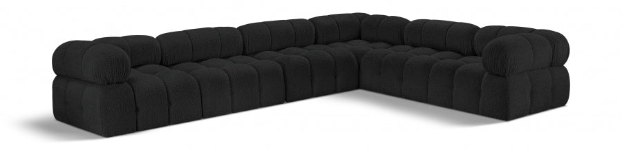 Meridian Furniture - Ames 136" Boucle Fabric Upholstered 6 Piece Modular Sectional - 611Black-Sec6F - GreatFurnitureDeal