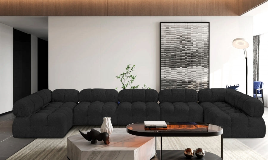 Meridian Furniture - Ames 170" Boucle Fabric Upholstered 7 Piece Modular Sectional - 611Black-Sec7A - GreatFurnitureDeal