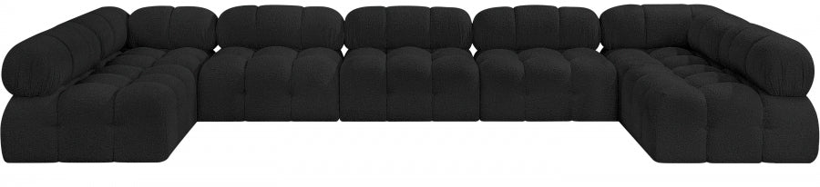 Meridian Furniture - Ames 170" Boucle Fabric Upholstered 7 Piece Modular Sectional - 611Black-Sec7A - GreatFurnitureDeal
