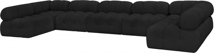Meridian Furniture - Ames 170" Boucle Fabric Upholstered 7 Piece Modular Sectional - 611Black-Sec7A - GreatFurnitureDeal