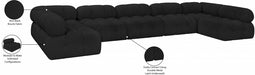 Meridian Furniture - Ames 170" Boucle Fabric Upholstered 7 Piece Modular Sectional - 611Black-Sec7A - GreatFurnitureDeal