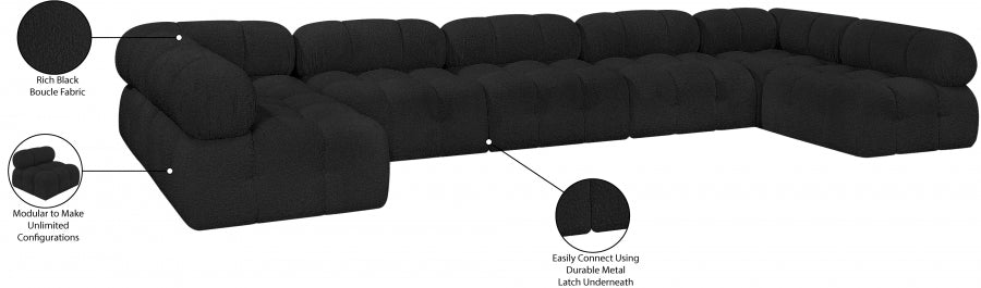 Meridian Furniture - Ames 170" Boucle Fabric Upholstered 7 Piece Modular Sectional - 611Black-Sec7A - GreatFurnitureDeal