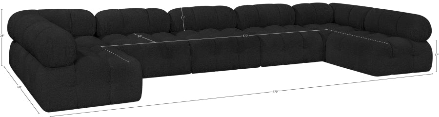 Meridian Furniture - Ames 170" Boucle Fabric Upholstered 7 Piece Modular Sectional - 611Black-Sec7A - GreatFurnitureDeal