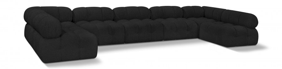 Meridian Furniture - Ames 170" Boucle Fabric Upholstered 7 Piece Modular Sectional - 611Black-Sec7A - GreatFurnitureDeal