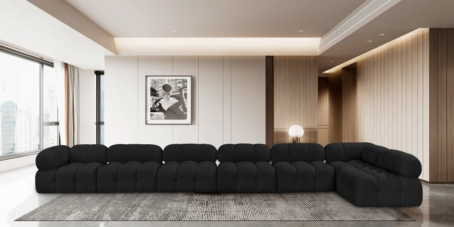 Meridian Furniture - Ames 204" Boucle Fabric Upholstered 7 Piece Modular Sectional - 611Black-Sec7C - GreatFurnitureDeal
