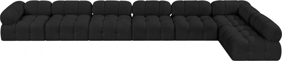 Meridian Furniture - Ames 204" Boucle Fabric Upholstered 7 Piece Modular Sectional - 611Black-Sec7C - GreatFurnitureDeal