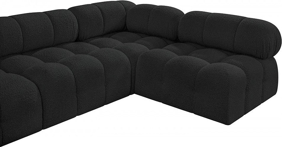 Meridian Furniture - Ames 204" Boucle Fabric Upholstered 7 Piece Modular Sectional - 611Black-Sec7C - GreatFurnitureDeal
