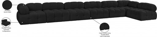 Meridian Furniture - Ames 204" Boucle Fabric Upholstered 7 Piece Modular Sectional - 611Black-Sec7C - GreatFurnitureDeal