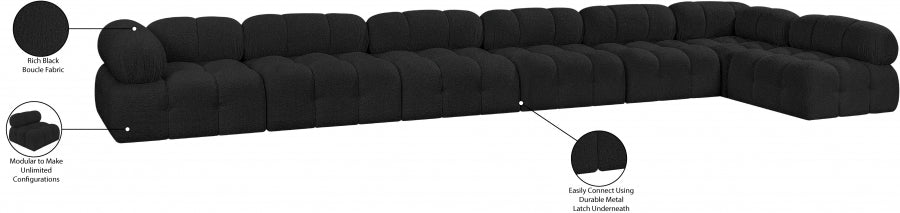 Meridian Furniture - Ames 204" Boucle Fabric Upholstered 7 Piece Modular Sectional - 611Black-Sec7C - GreatFurnitureDeal
