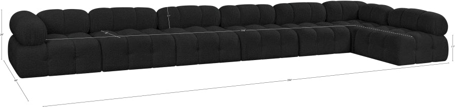 Meridian Furniture - Ames 204" Boucle Fabric Upholstered 7 Piece Modular Sectional - 611Black-Sec7C - GreatFurnitureDeal