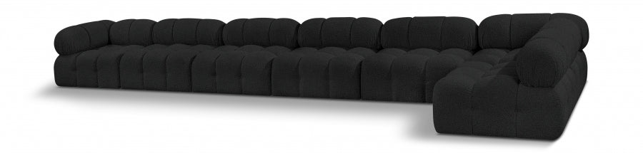 Meridian Furniture - Ames 204" Boucle Fabric Upholstered 7 Piece Modular Sectional - 611Black-Sec7C - GreatFurnitureDeal