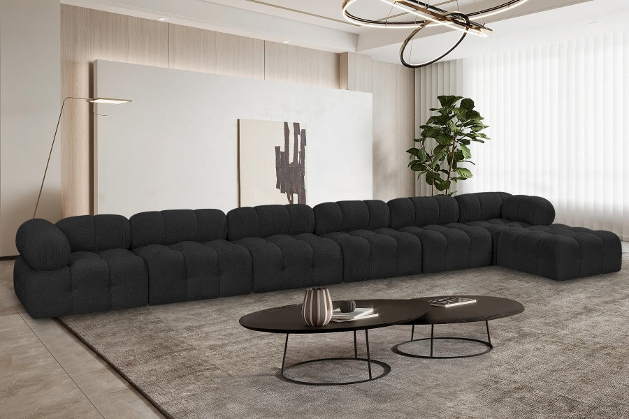 Meridian Furniture - Ames 204" Boucle Fabric Upholstered 7 Piece Modular Sectional - 611Black-Sec7D - GreatFurnitureDeal