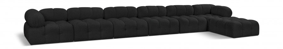 Meridian Furniture - Ames 204" Boucle Fabric Upholstered 7 Piece Modular Sectional - 611Black-Sec7D - GreatFurnitureDeal