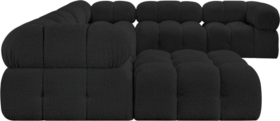 Meridian Furniture - Ames 136" Boucle Fabric Upholstered 7 Piece Modular Sectional - 611Black-Sec7E - GreatFurnitureDeal