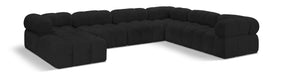 Meridian Furniture - Ames 136" Boucle Fabric Upholstered 7 Piece Modular Sectional - 611Black-Sec7E - GreatFurnitureDeal
